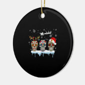 Weihnachten drei mexikanische Blume Zucker Schädel Keramik Ornament (Links)