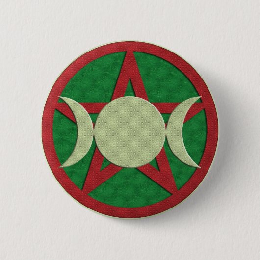 Weihnachten-dreifacher GöttinPentagram Button (Vorderseite)