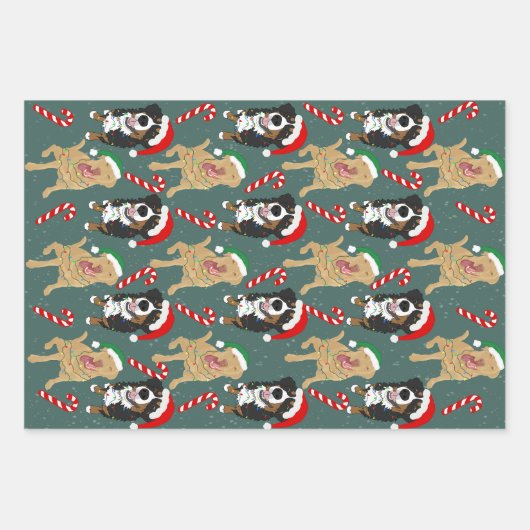 Weihnachten Dudley Labrador und Bernese Mountain D Geschenkpapier Set (Vorderseite 3)