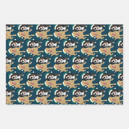 Weihnachten Dudley Labrador und Bernese Mountain D Geschenkpapier Set (Vorderseite 2)