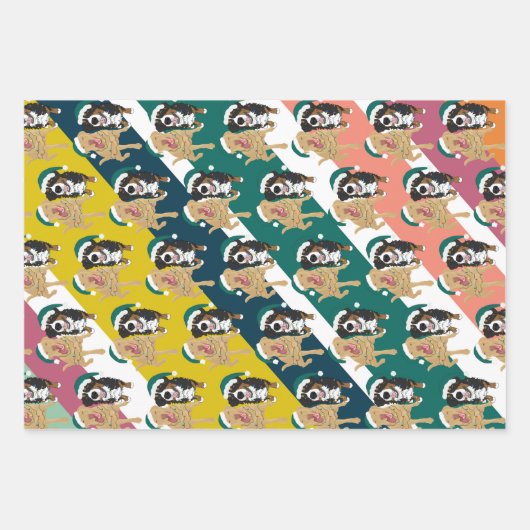 Weihnachten Dudley Labrador und Bernese Mountain D Geschenkpapier Set (Vorderseite)