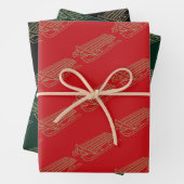 Weihnachten dunkelgrün, schwarz Gold der Schlitten Geschenkpapier Set (Beispiel)