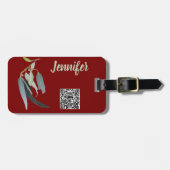 Weihnachten dunkelrot und blassgrün benannt gepäckanhänger (Vorderseite horizontal)