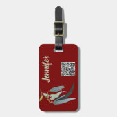 Weihnachten dunkelrot und blassgrün benannt gepäckanhänger (Vorderseite vertikal)