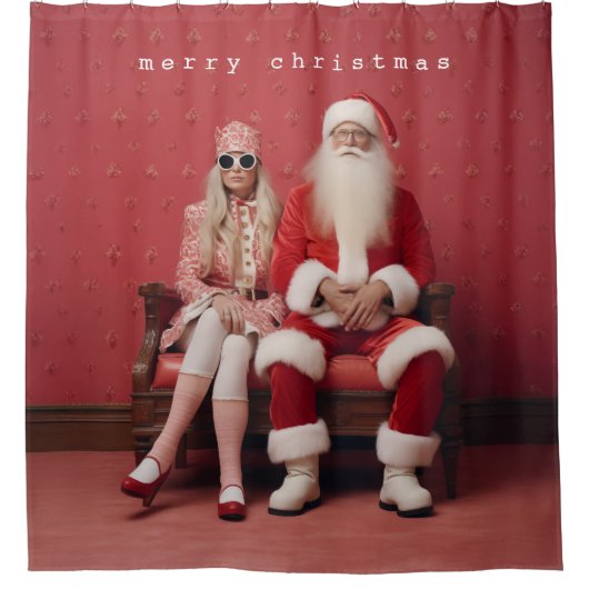 Weihnachten Duo: Weihnachtsmann und Frau Claus Duschvorhang (Vorderseite)