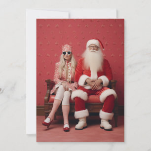 Weihnachten Duo: Weihnachtsmann und Frau Claus Einladung