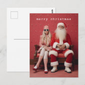 Weihnachten Duo: Weihnachtsmann und Frau Claus Postkarte (Vorne/Hinten)