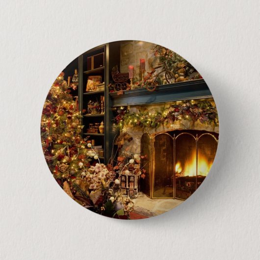 Weihnachten durch den Kamin Button (Vorderseite)