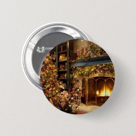 Weihnachten durch den Kamin Button (Vorne & Hinten)