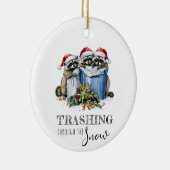 Weihnachten durch die Schneeräume Keramik Ornament (Rechts)