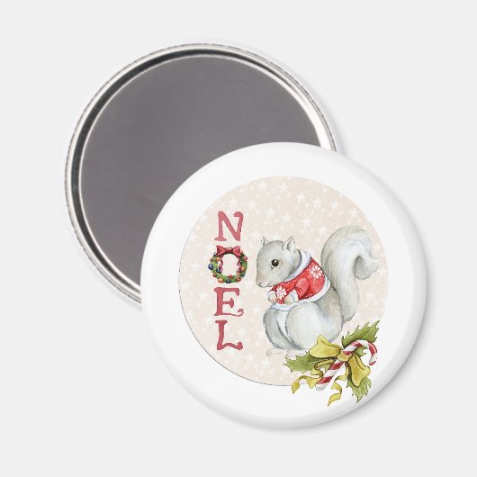 Weihnachten-Eichhörnchen-Runde Magnet (Vorderseite/Rückseite)