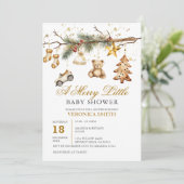 Weihnachten ein fröhliches kleines Baby Duschdekor Einladung (Stehend Vorderseite)