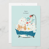 Weihnachten, ein Kitty Cat Bath Dankeskarte (Vorne/Hinten)