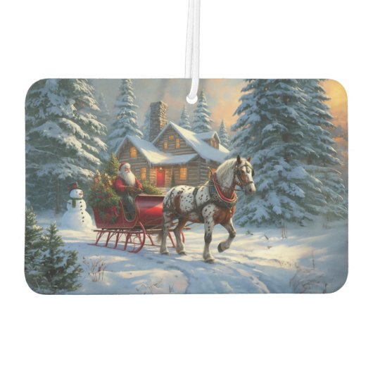 Weihnachten Ein Pferd Sleigh Santa Autolufterfrischer (Rückseite)