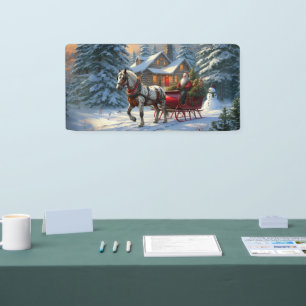 Weihnachten Ein Pferd Sleigh Santa Banner