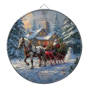 Weihnachten Ein Pferd Sleigh Santa Dartscheibe