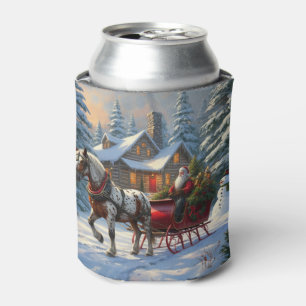 Weihnachten Ein Pferd Sleigh Santa Dosenkühler