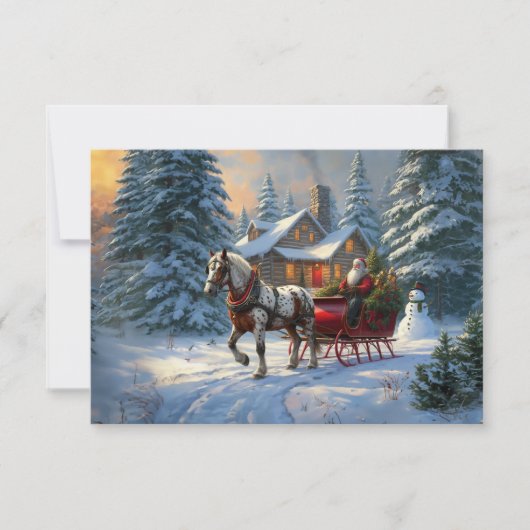 Weihnachten Ein Pferd Sleigh Santa Einladung (Vorderseite)