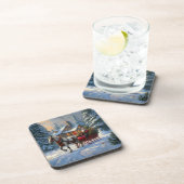 Weihnachten Ein Pferd Sleigh Santa Getränkeuntersetzer (Rechte Seite)