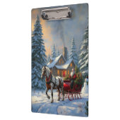 Weihnachten Ein Pferd Sleigh Santa Klemmbrett (Links)