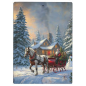 Weihnachten Ein Pferd Sleigh Santa Klemmbrett (Rückseite)