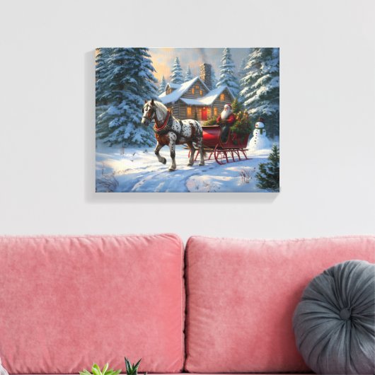 Weihnachten Ein Pferd Sleigh Santa Leinwanddruck (Insitu (Wohnzimmer))