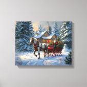 Weihnachten Ein Pferd Sleigh Santa Leinwanddruck (Vorderseite)