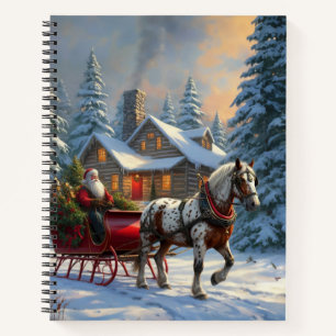 Weihnachten Ein Pferd Sleigh Santa Notizblock