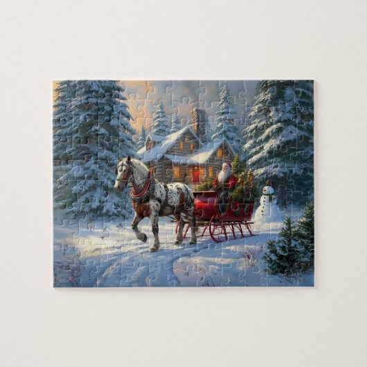 Weihnachten Ein Pferd Sleigh Santa Puzzle (Horizontal)