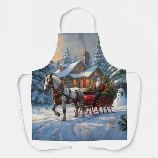 Weihnachten Ein Pferd Sleigh Santa Schürze (Vorderseite)