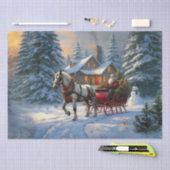 Weihnachten Ein Pferd Sleigh Santa Seidenpapier (Handwerk)