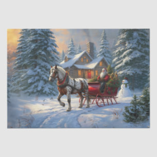Weihnachten Ein Pferd Sleigh Santa Seidenpapier