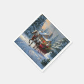 Weihnachten Ein Pferd Sleigh Santa Serviette (Ecke)