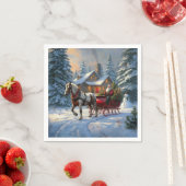 Weihnachten Ein Pferd Sleigh Santa Serviette (Beispiel)