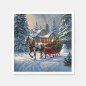 Weihnachten Ein Pferd Sleigh Santa Serviette (Vorderseite)