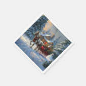 Weihnachten Ein Pferd Sleigh Santa Serviette (Ecke)