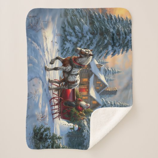 Weihnachten Ein Pferd Sleigh Santa Sherpadecke (Vorderseite)