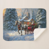 Weihnachten Ein Pferd Sleigh Santa Sherpadecke (Vorderseite (Horizontal))