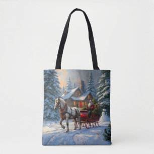 Weihnachten Ein Pferd Sleigh Santa Tasche