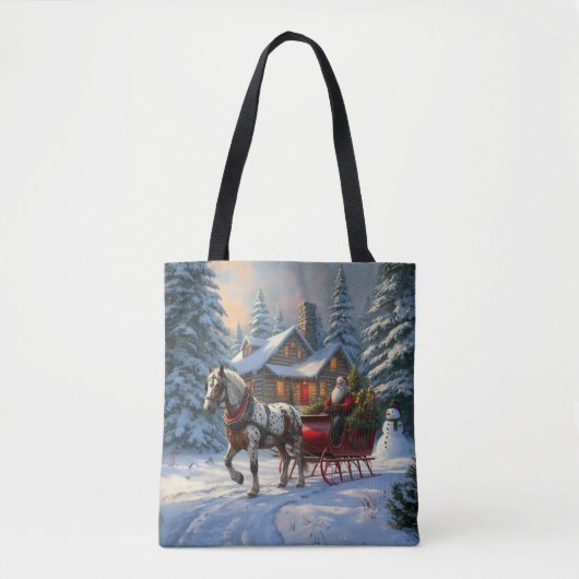 Weihnachten Ein Pferd Sleigh Santa Tasche (Vorderseite)