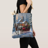 Weihnachten Ein Pferd Sleigh Santa Tasche (Von Nahem)