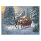 Weihnachten Ein Pferd Sleigh Santa Tischdecke (Vorderseite (Horizontal))