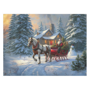 Weihnachten Ein Pferd Sleigh Santa Tischdecke