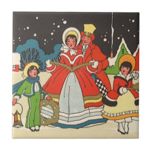 Weihnachten, eine Familie singende Musik Carols Fliese