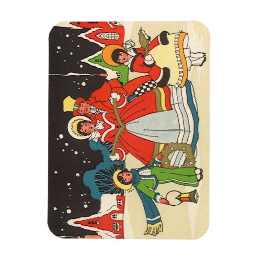 Weihnachten, eine Familie singende Musik Carols Magnet (Vertikal)