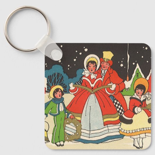 Weihnachten, eine Familie singende Musik Carols Schlüsselanhänger (Vorderseite)