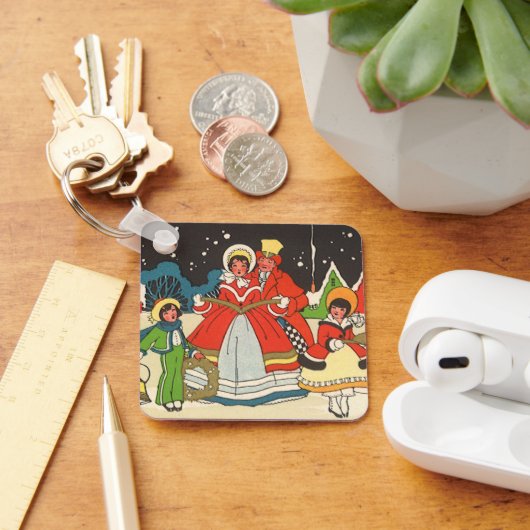 Weihnachten, eine Familie singende Musik Carols Schlüsselanhänger (Schreibtisch)