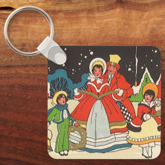 Weihnachten, eine Familie singende Musik Carols Schlüsselanhänger (Vorderseite)
