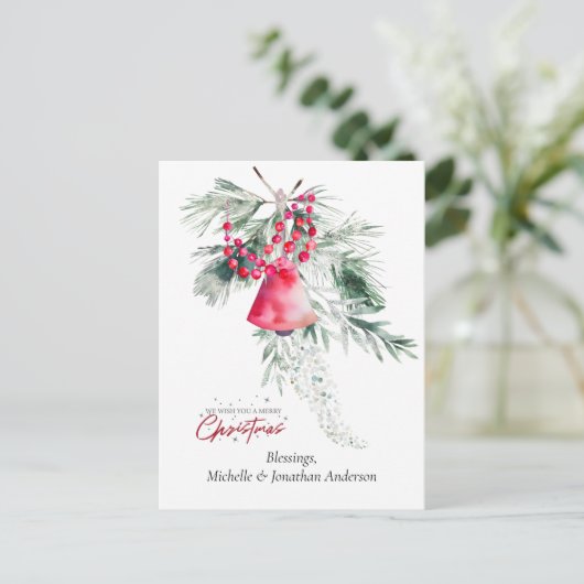 Weihnachten Einfache Glockengrüne Design Bibel Ver (Stehend Vorderseite)