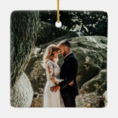 Weihnachten Einfache Grünanlage Kristallglas Foto Keramikornament (Rückseite)